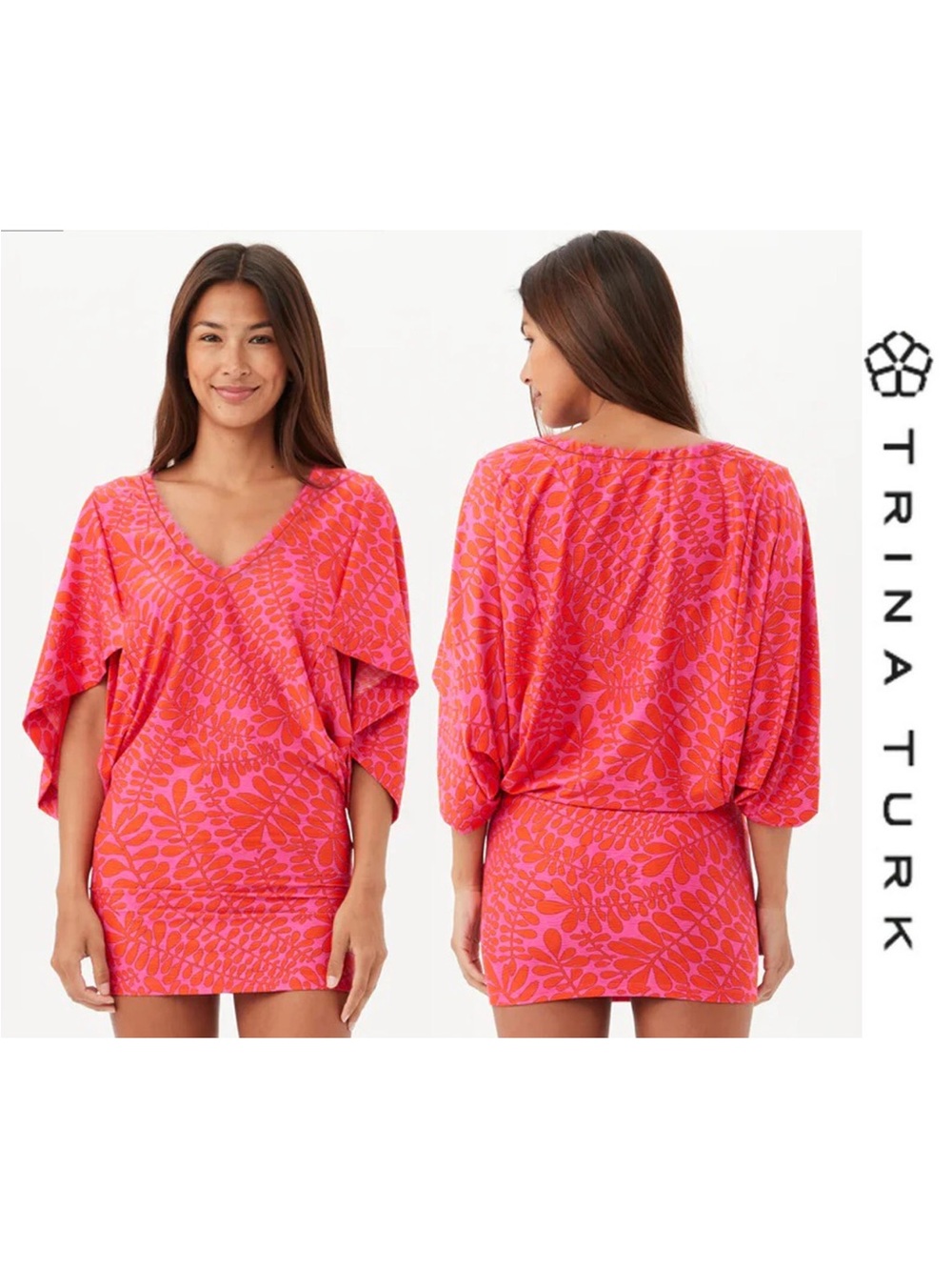 $178 Trina Turk Trellis TUNIC SWIM COVER UP Dress Beach Resort Cruise Sz S
